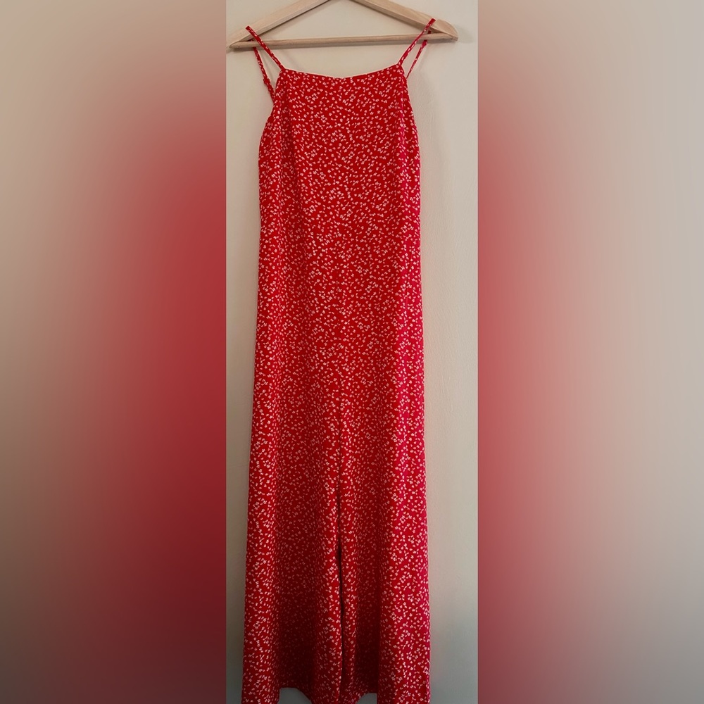 Red Floral Wide-Leg Jumpsuit